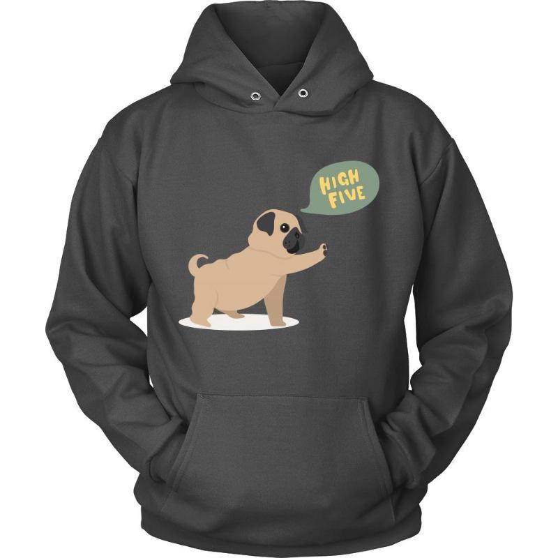 Bluza Z Kapturem Z Napisem `` High Five Fat Pug ''